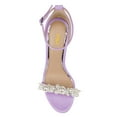 thumbnail image 2 of FSJ Women Bridal Round Open Toe Sandals Pearl Wedding Wedges Heel Buckle Ankle Strap Comfortable Evening Pump Shoes Size 8 Purple, 2 of 4