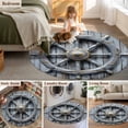 thumbnail image 5 of Round Rugs 3.3 Ft, Grey Rudder Coastal Non Slip Area Rugs for Kitchen Bedroom Entryway, Summer Nautical Beach Retro Washable Carpet Runner Rug Floor Mats for Bedroom Home Decor, 5 of 9