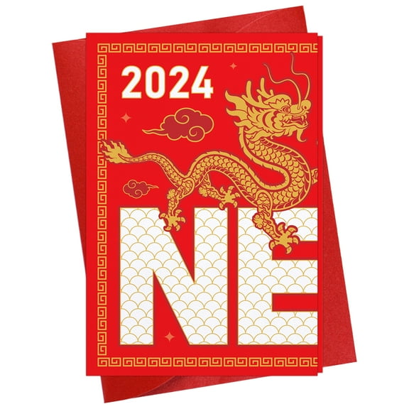 WaaHome Funny Chinese New Year Card 2024 Folding Happy Chinese New Year Card Year of The Dragon Greeting Cards with Envelope Spring Festival Chinese Lunar New Year Gift Cards for Kids Family Friends