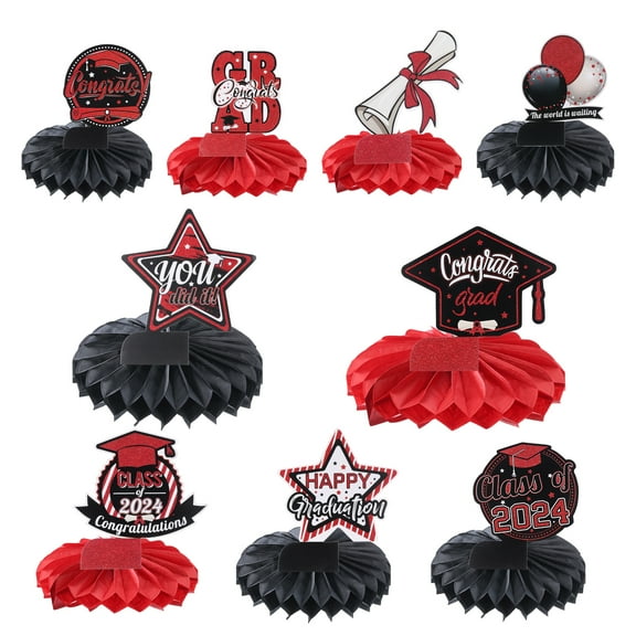 Class of 2024 Graduation Centerpieces for Tables Decoration Table Toppers Party Supplies (Black   Red)