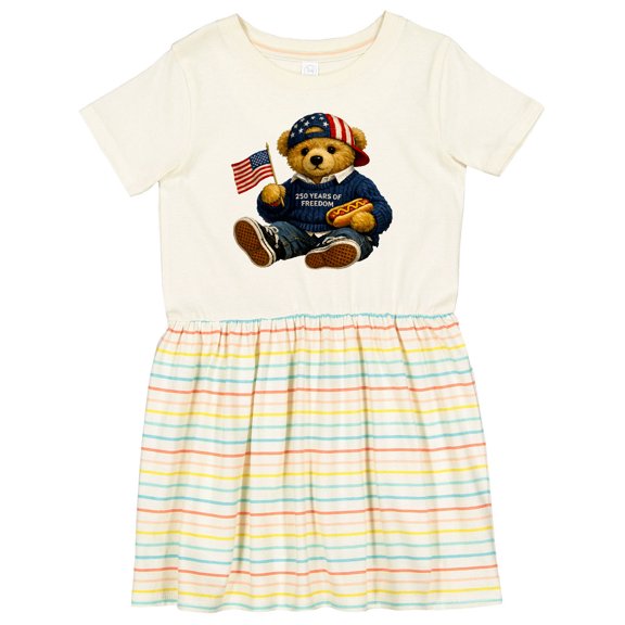 Inktastic Patriotic Teddy Bear 250 Years Celebration Girls Toddler Dress