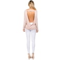 thumbnail image 4 of Women's Long Sleeve Surplice Open Back Top, CAMEL, M, 4 of 5