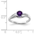 thumbnail image 2 of 925 Sterling Silver Rhodium Plated Diamond and Amethyst Round Ring Size 8, 2 of 2