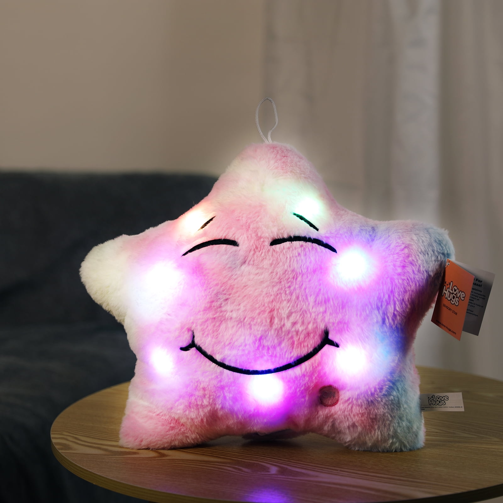 LoveHugs Musical Star Pillow Light up Toy. Sensory Toys for Autistic Kids. Ages 3+