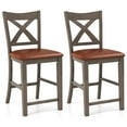 thumbnail image 1 of Costway 2 PCS 24" Counter Height Stools Bar Stools with Faux Leather Upholstered Seat, 1 of 8