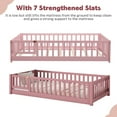 thumbnail image 5 of PAPROOS Twin Montessor Floor Bed, Solid Wood Toddler Bed with Safety Guardrail and Door, Easy Assembly, Low-to-Floor Bed Frame with Slats for Kids, Pink, 5 of 7