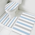 thumbnail image 3 of Light Blue Grey Stripe Bath Mat 3 Piece Bathroom Rug Set, Modern Farmhouse Vertical Striped Non Slip Bath Rug Contour Mat and Toilet Lid Cover, Absorbent Shower Mats Soft Bath Rugs and Mats Sets, 3 of 8