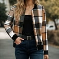 thumbnail image 6 of YDFCWXW Women Zip Up Shackets Plaid Jackets Casual Long Sleeve Flannel Jacket Fall Outfits for Women (Brown, L), 6 of 6