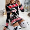 thumbnail image 2 of Vestido de manga larga con estampado de copos de nieve para mujer, minivestido ajustado con cuello redondo, Reno, Navidad, otoño e invierno, 2023, 2 of 4