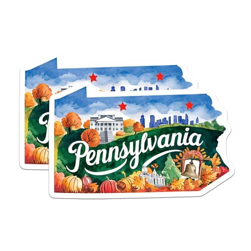 (2 Pack) Pennsylvania State Magnets - State Souvenir - Pennsylvania Decor - 5" On Longest Side - for Cars, Fridges, Toolboxes - Made in USA - MAG6315
