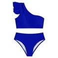 thumbnail image 3 of EGNMCR Bikini Set Women's Color High Waist One Shoulder Bikini Split Swimwear Set, 3 of 4