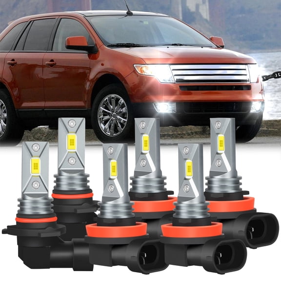 For 2007-2010 Ford Edge LED Headlight Bulbs 9005 H11 High/Low Beam H11 H8 Fog Light White 6pcs
