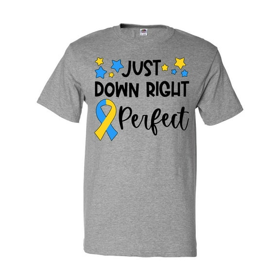 Inktastic Just Down RIght Perfect Down Syndrome Awareness Ribbon T-Shirt