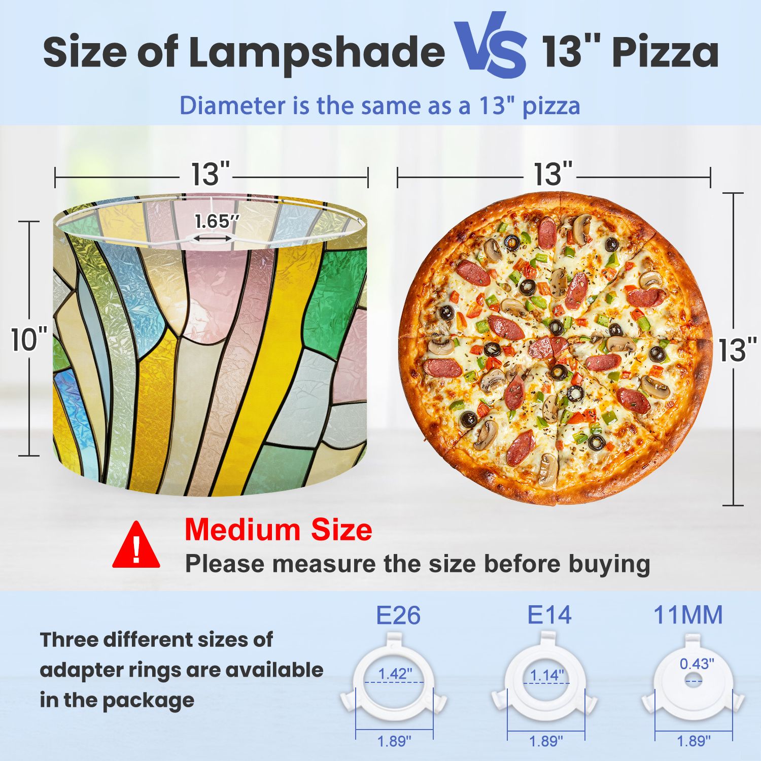 Lampshades 2 Pack Stained glass window 13"x13"x10" Light Shade for Table Lamps Floor Lamps Drum Lamp Shades Lampshade Replacement Easy Assembly