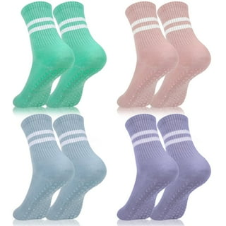 5 Paires De Chaussettes De Yoga Antidérapantes De Couleurs