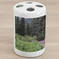 thumbnail image 1 of Landscape Ceramic Toothbrush Holder, Wild Trees Landscape Photography Walkway to Forest Calm Weekend Getaways Scenery, Decorative Versatile Countertop for Bathroom, 4.5" X 2.7", Multicolor, 1 of 4