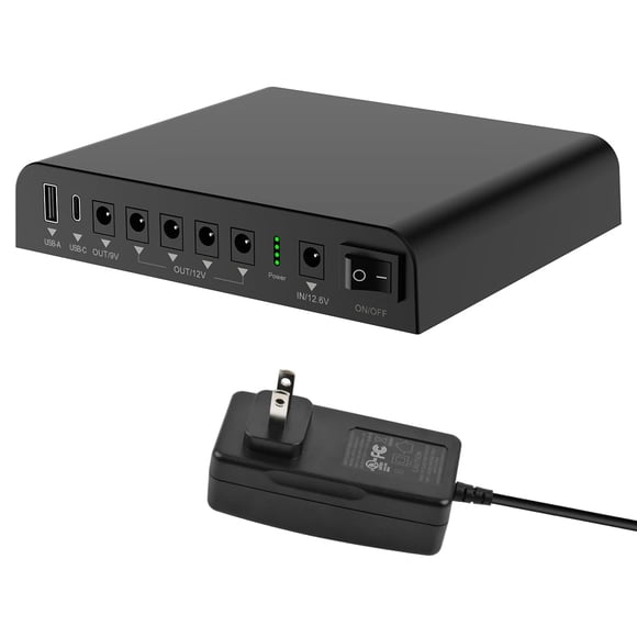 TalentCell Mini UPS Uninterrupted Power Supply 27000mAh 97.2Wh Lithium ion Backup Battery Pack with DC 12V/9V and 18W USB-A/USB-C PD Output for Route