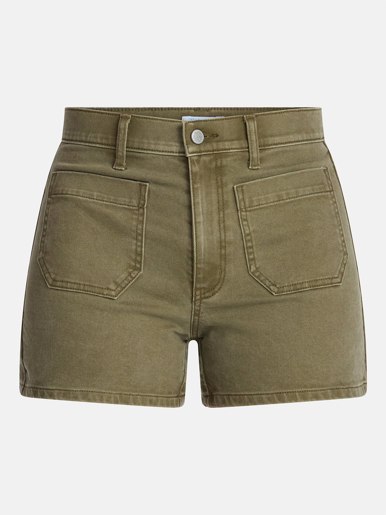 Time and Tru Women's High Rise Patch Pocket Denim Shorts, 4" Inseam, Sizes 0-20