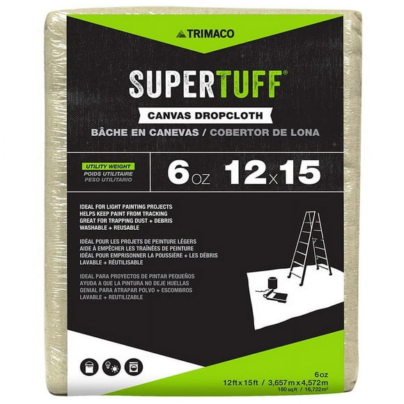 Trimaco Supertuff 12 Ft. W X 15 Ft. L 6 Canvas Drop Cloth 1 Pk