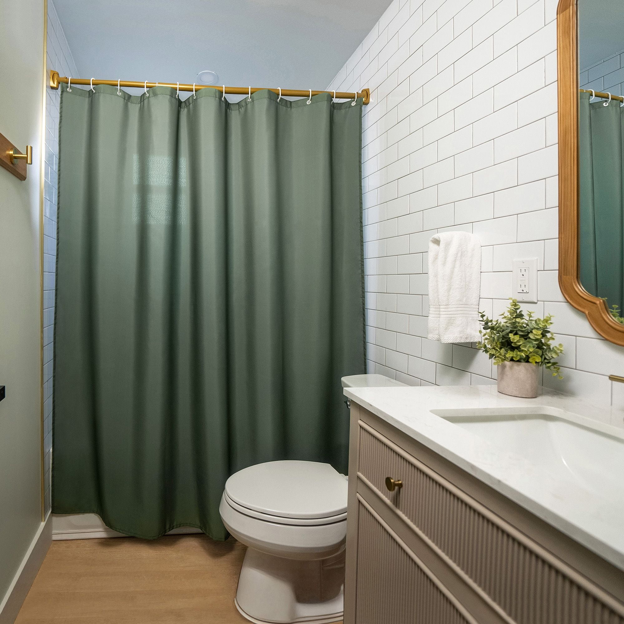 Americanflat 71x74 Solid Green Shower Curtain - Water Resistant - Polyester Fabric