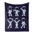 thumbnail image 1 of Science Party Soft Flannel Fleece Blanket, Continuous Pattern Astronauts Sketch Dancing and Posing on Space, Cozy Plush for Indoor and Outdoor Use, 60" x 80", Indigo Blue and White, by Ambesonne, 1 of 6