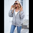 thumbnail image 4 of Sudadera con Capucha y Cremallera para Mujer, de Larga, para Otoño, con Capucha Extragrande, Chaquetas Informales de Moda Gris XXL, 4 of 9
