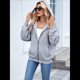 thumbnail image 4 of Sudadera con Capucha y Cremallera para Mujer, de Larga, para Otoño, con Capucha Extragrande, Chaquetas Informales de Moda Gris XXL, 4 of 9