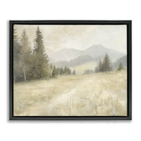 Stupell Industries Fog on Mountain Valley Landscape & Nature Painting Black Floater Framed Canvas Art Print Wall Art, 21 x 17
