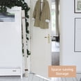 thumbnail image 4 of Fionafurn 4-Panel Room Divider 67" Tall Platane Wood Louver Folding Privacy Screen with 3 Display Shelves, and Folding Storage for Bedroom or Home Office, Aged White, 4 of 11