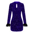 thumbnail image 6 of Njagoc3 Womens Long Sleeve Sequin Bodycon Mini Dress, Sheer Mesh, Formal Evening & Club Outfit, 6 of 6