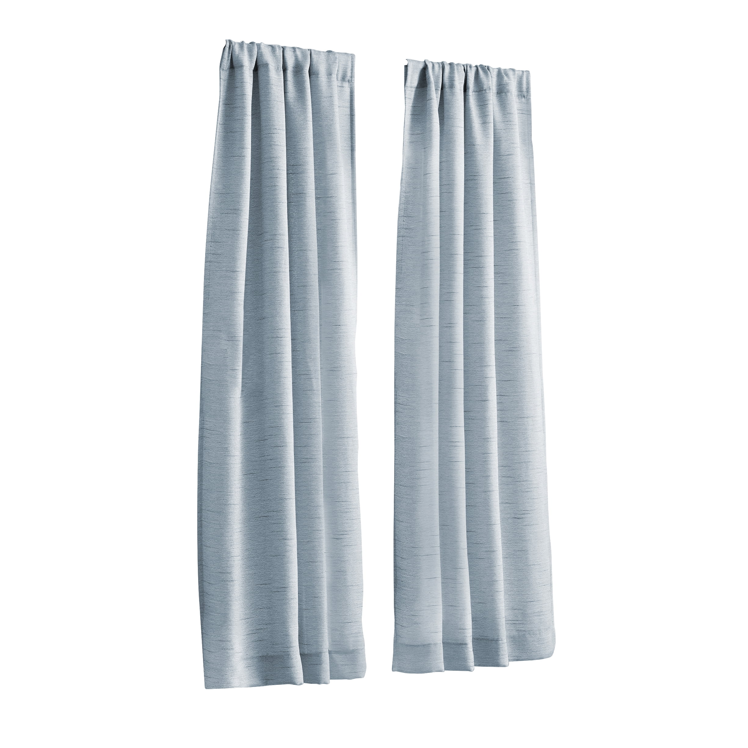 Mainstays Light Filtering Light Blue Curtains For Bedroom And Living Room, Linen Look, 2 Panel Set