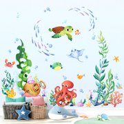 ZONSGIN Under the Sea Wall Decals Ocean Fish Seaweed Sea Turtle Octopuses Wall Stickers for Kids Toddlers Bedroom Living Room Baby Nursery Wall Decor