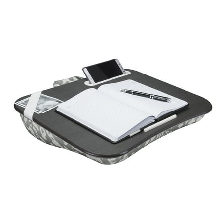 Designer Lap Desk Gray Damask Fits Up To 17 3 Laptop