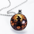 thumbnail image 2 of Elegant Glass Circular Pendant Necklace Statement Jewelry, 2 of 6