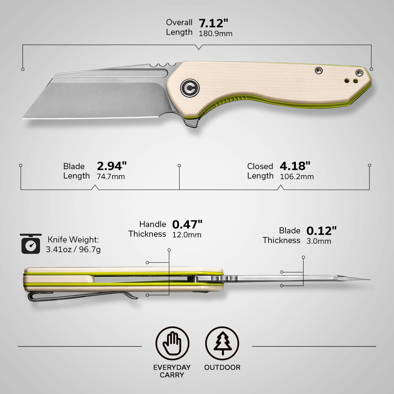 CIVIVI ExOne Pocket Folding Knife C23036-2