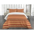 thumbnail image 3 of Ambesonne Abstract Quilted Bedspread Set 3 Pcs, Aztec Folk Ornament, Queen Size, Orange and Yellow, 3 of 5