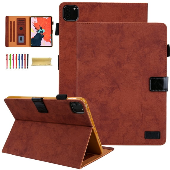 Allytechgroup Slim Fit iPad Pro 11 M4 2024 Case Cover, Multi-Angle Viewing Stand Shockproof Auto Sleep/Wake Function - Flip Cover with Pencil Holder, Brown