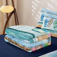 thumbnail image 5 of Erosebridal Summer Beach Flip Flop Sandal Zipper Queen Comforter Set with Fitted Sheet and 2 Pillowcases,Coastal Wave Seaside Shell Zipper Bedding Set For Girls,Navy Blue Reversible,4-Piece, 5 of 7
