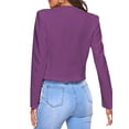 thumbnail image 4 of FASHIONWT Women Plus Size Long Sleeve Solid Cardigan Zip Pocket Premium Blazer Suit, 4 of 4