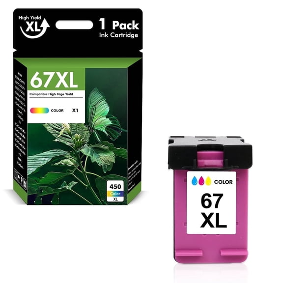 67 67XL Ink Cartridges Compatible with 67XL 67 2755e 1 Pack Tri-color Ink for OfficeJet 2755 4155 2722 2723 2724 2725 2732 Envy 6055 6455 6458 6475 Printer Ink