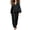 Black, variant on QSXADF Fall 2 Piece Sweatsuits Women Casual Tracksuit Set V Neck Puff Sleeve Long Sleeve Top Pants Set Fashion Casual Women Fall Winter Outfits