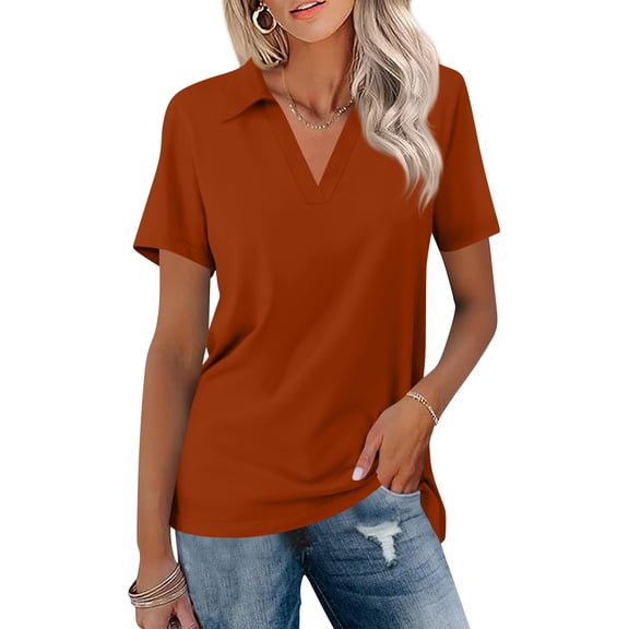 Women's Golf Polo Shirts Short Sleeve UPF 50  Sun Protection Golf Shirts for Women Quick Dry Collared Polos Ginger XL