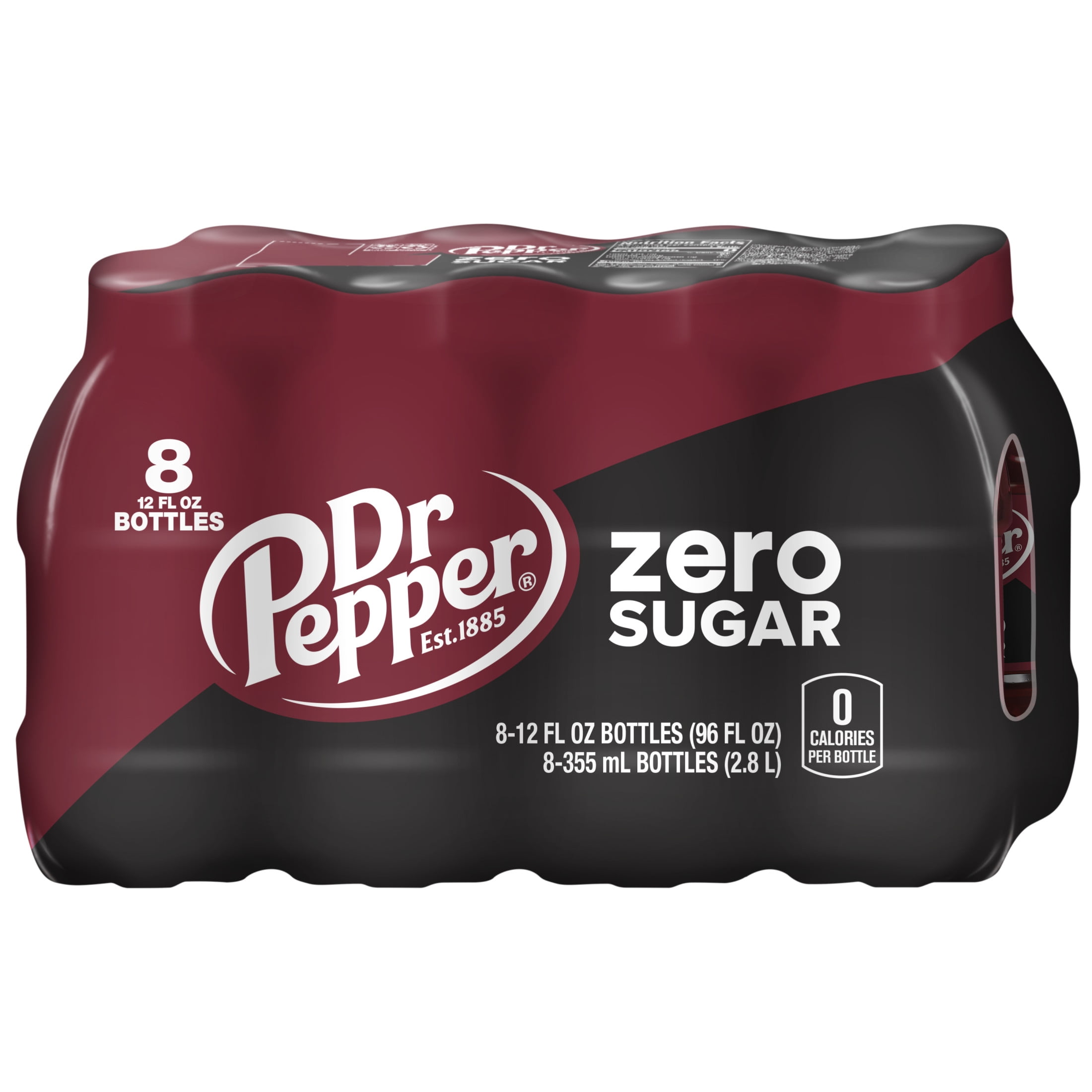 Dr Pepper Zero Sugar Soda Pop, 12 fl oz, 8 Pack Bottles