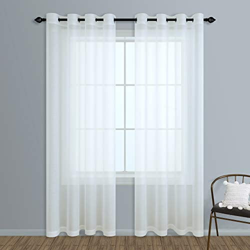 Ivory Sheer Curtains 96 Inches Long For Living Room Set Of 2 Panels Grommet Window Curtain Bedroom 52x96 Inch Length Com Ivory Sheer Curtains 96 Inches Long For, Curtains 96 Inches