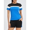 thumbnail image 3 of Conjunto de Ropa de mujer Lucakuins camisetas de manga corta color contrastante y pantalones cortos para correr S M L XL XXL, 3 of 9