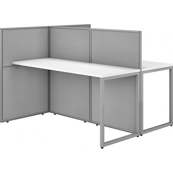Easy Office 60W 2 Person Cubicle Desk with 45H Panels in White - Engineered Wood