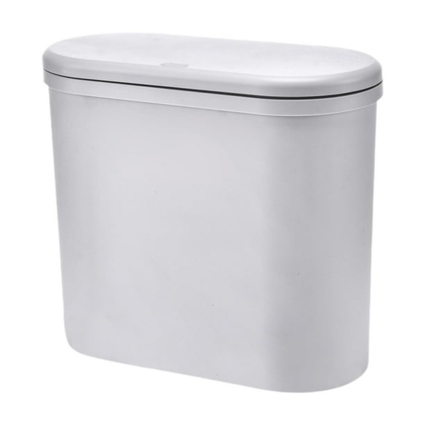 Cubo de basura de cocina, contenedor de basura, cubo de basura delgado y sencillo, estilo nórdico. Gris