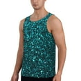 thumbnail image 2 of Balery teal sparkling Pattern Men's Workout Tank Top Gym Muscle Tee Fitness Bodybuilding Sleeveless T Shirt Quick Dry Fit Muscle Tank Top Slim-Fit Tank-Small, 2 of 7
