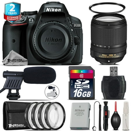 Nikon D5300 DSLR Camera + AFS 18-140mm VR + Shoutgun Mic + 4PC Macro Kit -