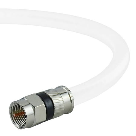 Mediabridge Coaxial Digital Audio/Video Cable (4 Feet) - Triple Shielded F-Pin to F-Pin with Easy Grip Connector Caps - White